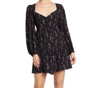 AFRM Channa Ruched Neck Floral Printed Mini Dress Size S/P NWT